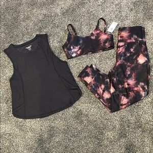 Old Navy Kids PowerSoft Activewear Set - Pink and Black Tie-Dye